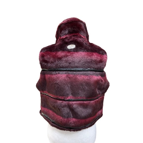Vintage Baby Phat Faux Fur Vest Dark Red/Black Women's Size Medium Y2K - Picture 3 of 10